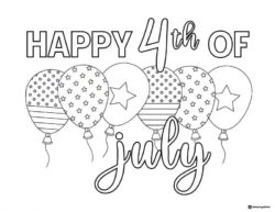 4th of July Balloons Coloring Sheet with Stars and Stripes