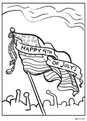 Bold Happy 4th of July America Coloring Page with Stripes