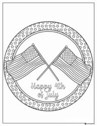 Crossed American Flags 4th of July Coloring Page