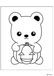 Cute Bear Coloring Page with Smiling Jack o Lantern