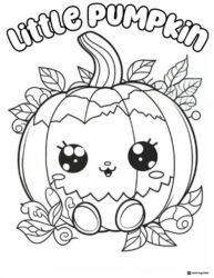 Cute Pumpkin Character Coloring Page with Leafy Accents