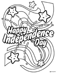 Cute Stars and Streamers Coloring Page with Holiday Text