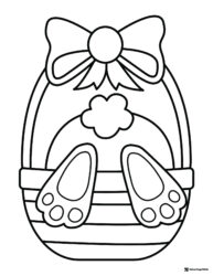 Funny Bunny Bottom Coloring Page Inside Decorated Basket