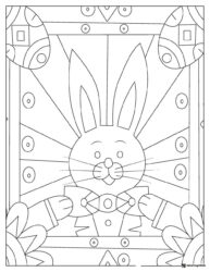Geometric Easter Bunny Coloring Page with Bold Patterns