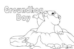 Groundhog Day Coloring Sheet with Groundhog Popping Out