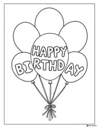 Happy Birthday Balloon Cluster Coloring Sheet for Kids