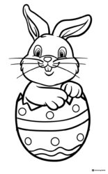 Happy Bunny Coloring Sheet in a Decorated Easter Egg