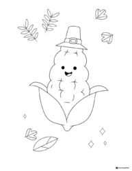 Happy Harvest Turkey Coloring Page with Pumpkins and Leaves