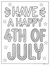 Have a Happy 4th of July Coloring Page with Stars and Bold Text