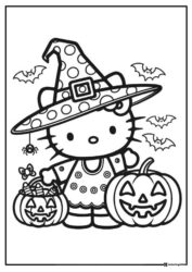 Hello Kitty Witch Coloring Page