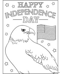 Independence Day Eagle Coloring Page with American Flag