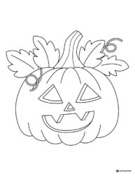 Jack o Lantern Coloring Page with Autumn Leaves and Vines
