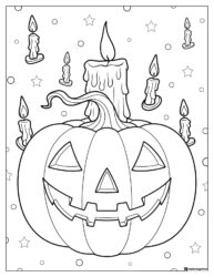 Jack o Lantern and Floating Candles Coloring Page
