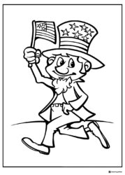 Marching Uncle Sam with Flag Coloring Page