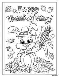 Pilgrims Harvest Coloring Page with Pumpkins and Corn