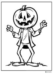 Pumpkin Head Man Coloring Page with Halloween Costume Theme