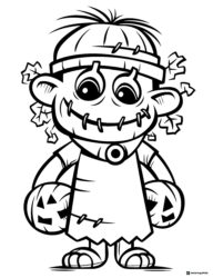 Scarecrow Monster Coloring Page with Pumpkin Hands