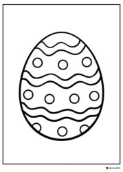 Simple Easter Egg Coloring Sheet with Wavy and Dotted Patterns