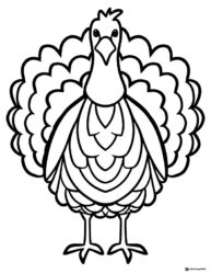 Simple Turkey Coloring Sheet with Detailed Feather Design