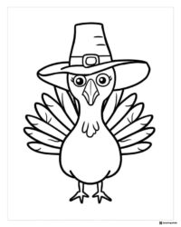 Simple Turkey Coloring Sheet with Pilgrim Hat