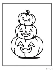 Stacked Pumpkins with Cute Faces Coloring Sheet