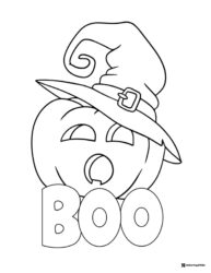 Surprised Jack o Lantern Coloring Page with Witch Hat