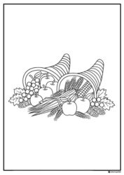 Thanksgiving Coloring Page with Corn and Pumpkins