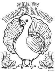 Thanksgiving Coloring Page with Pie Pumpkin and Sunflower