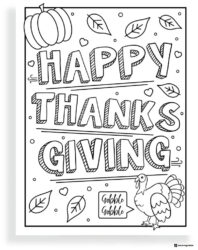 Thanksgiving Coloring Page with Turkey and Falling Leaves
