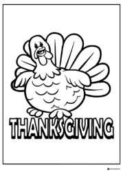 Thanksgiving Turkey Coloring Page with Bold Lettering