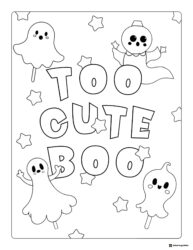 Too Cute Boo Coloring Page with Ghost Pops and Stars