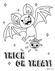 Trick or Treat Bat Coloring Page