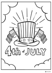 Uncle Sam Hat Coloring Page with Flags and Starburst Lines