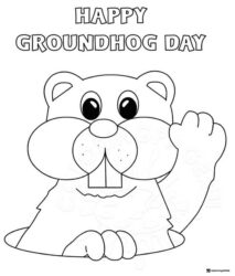 Waving Groundhog Coloring Page for Groundhog Day