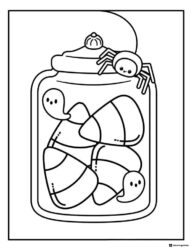 Witch Cat Coloring Page with Jack o Lantern and Bow Tie