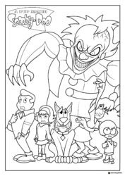 A Pup Named Scooby Doo Coloring Page with scary clown