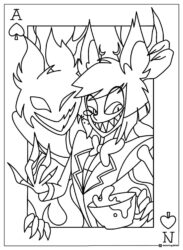 Alastor Coloring Page on Ace of Spades Card