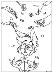 Alastor Coloring Page with Hands Dropping Flowers