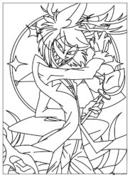 Alastor Coloring Page with Microphone Staff