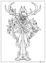 Alastor Coloring Page with Pentagram and Spirits