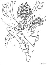 Alastor Coloring Sheet with Radio Demon Aura