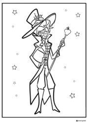 Alastor Coloring Sheet with Staff and Stars