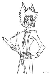 Alastor Hazbin Hotel Coloring Page in suspenders