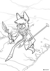 Alastor Hazbin Hotel Coloring Page with staff