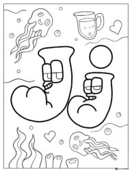 Alphabet Lore J with Jellyfish and Pitcher Coloring Page