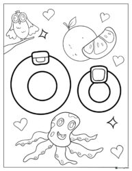 Alphabet Lore O with Octopus and Orange Coloring Page