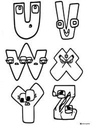 Alphabet Lore U V W X Y Z Coloring Page