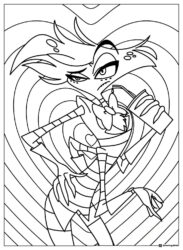 Angel Dust Hazbin Hotel Coloring Page holding drink