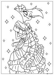 Angel Dust Hazbin Hotel Coloring Page in a dress