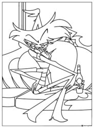 Angel Dust Lounging with Bottle Coloring Page